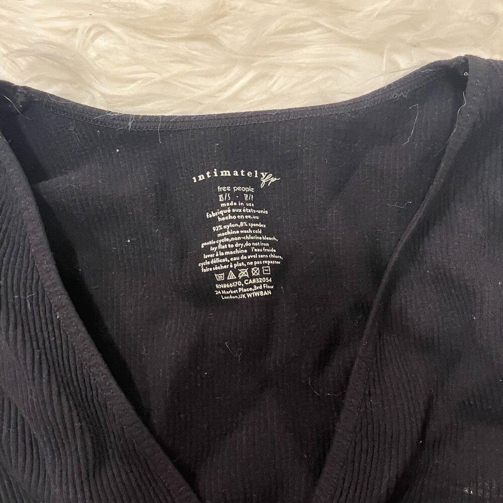 Intimately Free People Black Ribbed V Neck Body Suit XS/S - Picture 2 of 3